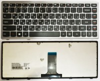Клавиатура Lenovo IdeaPad G400S черная, рамка темно-серая