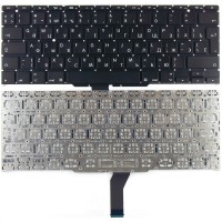 Клавиатура для Apple MacBook Air 11" A1370, A1465 черная, плоский Enter, RU с подсветкой