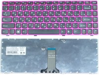 Клавиатура Lenovo IdeaPad B470, G470, G475, V470, Z470 черная, рамка розовая