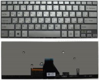 Клавиатура Sony Vaio FIT14 серебристая, без рамки, с подсветкой