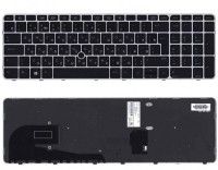 Клавиатура HP EliteBook 850 G5, 755 G3 с трекпоинтом, черная, с серебряной рамкой